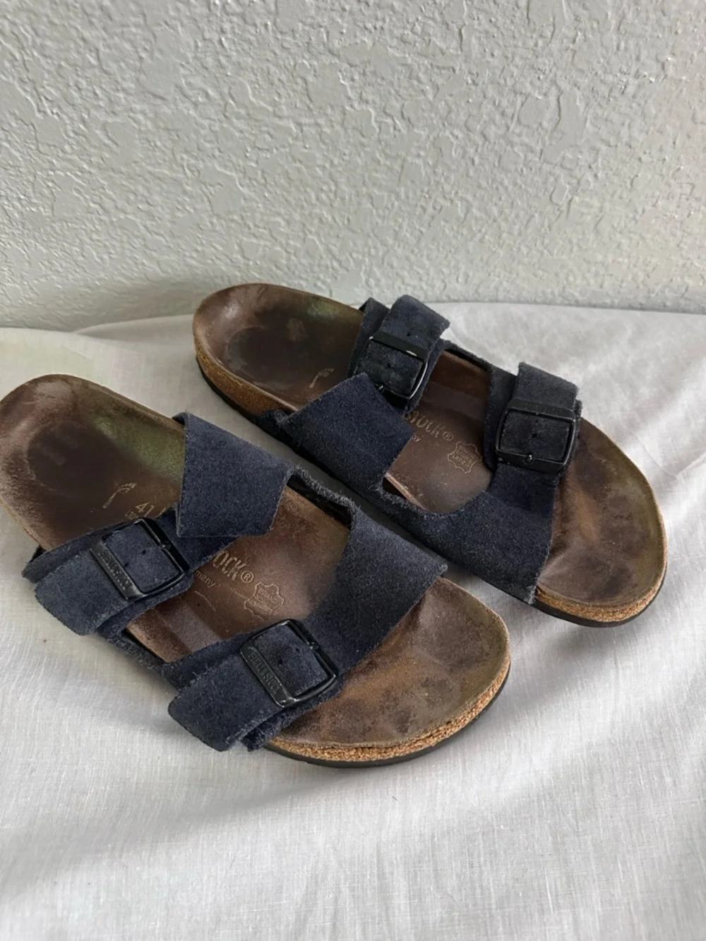 Birkenstock Arizona Soft Footbed Sandals Navy Suede Size 41 US Men 8 Women 10